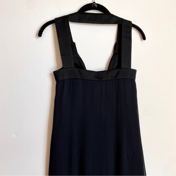 GIVENCHY NAVY CRINKLE CHIFFON BLACK SILK EMPIRE WAIST GOWN XS - Picture 6 of 9